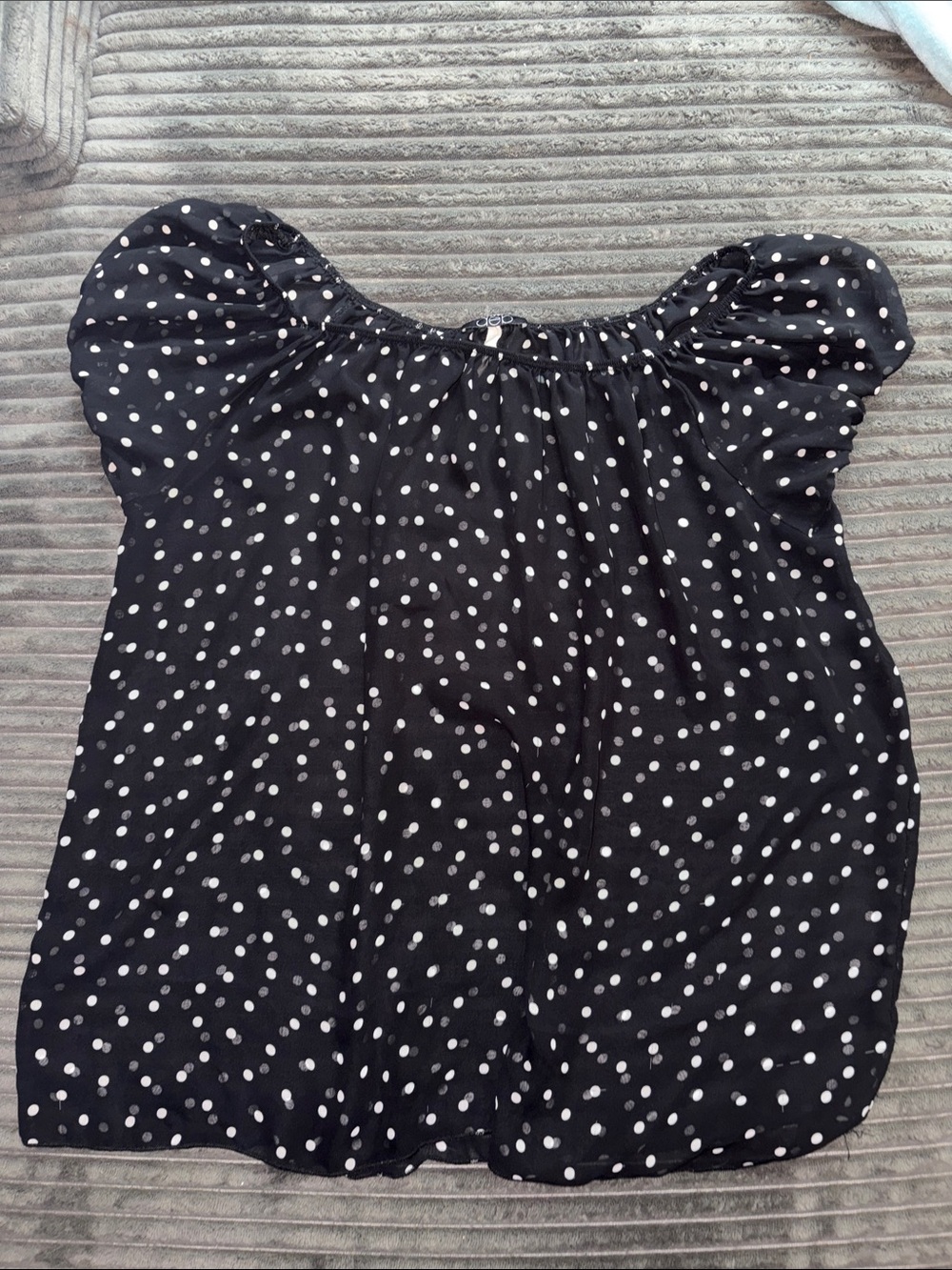 Deb Black Polka Dot Puff Sleeve Blouse